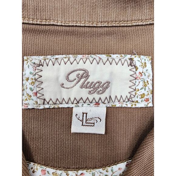 Vintage Plugg Twill Beaded Blazer Jacket Size L Brown Stretch Boho Preppy Y2K - Picture 7 of 13